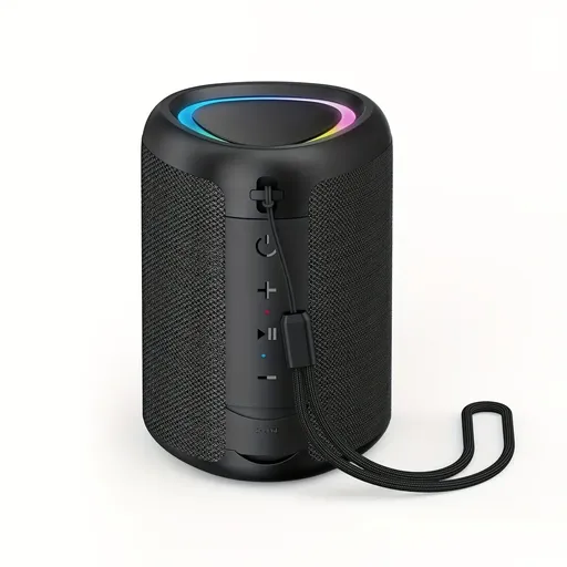 Bluetooth Speaker Outdoor Cylindrical RGB 8W Stereo IPX6 Waterproof TWS Pairing Portable with Lanyard