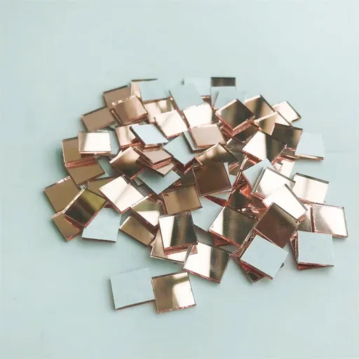 100Pcs Self-Adhesive Real Glass Mini Square Mirror Mosaic Tiles Sticker Bathroom Diy Handmade Craft Home Decoration 10X10Mm Rose gold