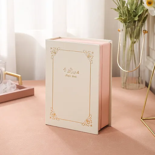 Beige Creative PU Jewelry Storage Book - Magnetic Closure Organizer for Earrings, Rings, and Necklaces(The Jewelry is a prop for the photo shoot and is not included)