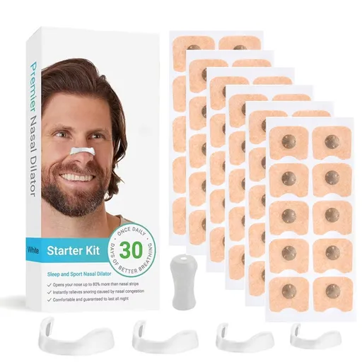Square Magnetic Nose Clip Set: Anti-Snoring and Breathing-Enhancing Nose Patches—Breathing Aid for Sleep and Exercise—White
