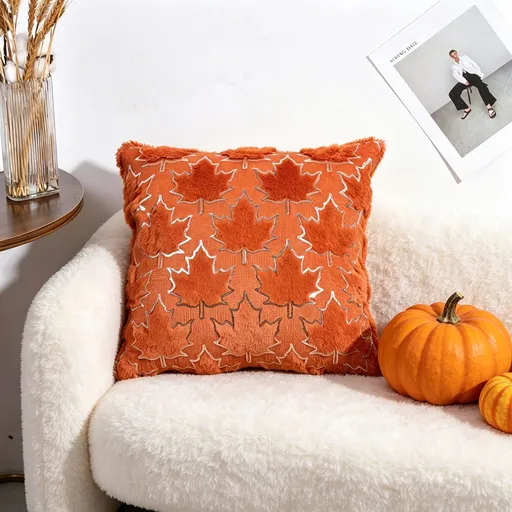 Christmas Cushion Covers Set of 2 45x45cm Embroidery Soft Fabric Red Green Cream Gold