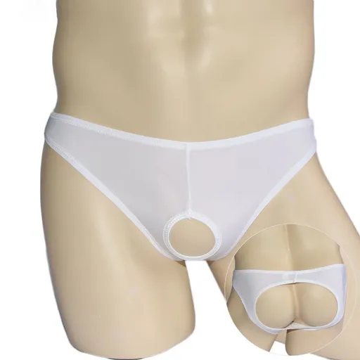 Ye Zimei Men Ice Silk Open Crotch Briefs White All yards