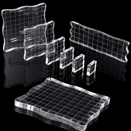 7 Pieces Acrylic Stamp Blocks Set Clear Stamping Blocks Tools with Grid and Grip, Decorative Stamp Blocks for Kids Scrapbooking