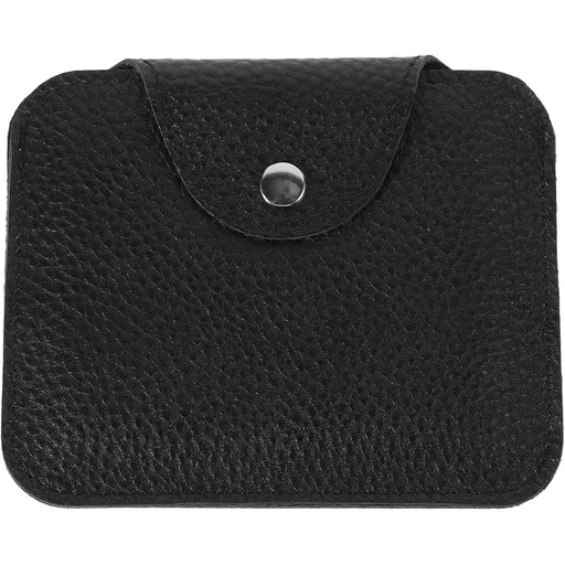 Leather Coin Pouch for Men Portable Wear Resistant Storage, Compact Button Design Wallet for Cash and Cards