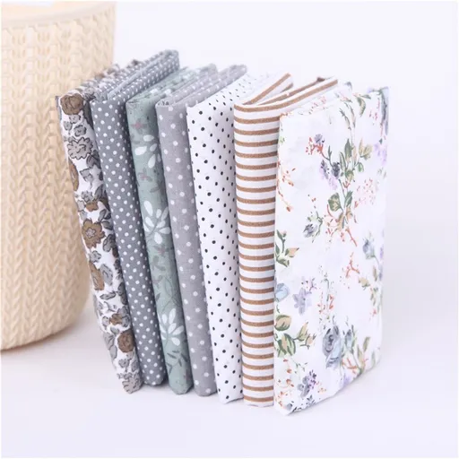 7PCS Cotton Crafts Fabric Bundle Patchwork Squares Quilting Sewing Patchwork DIY White