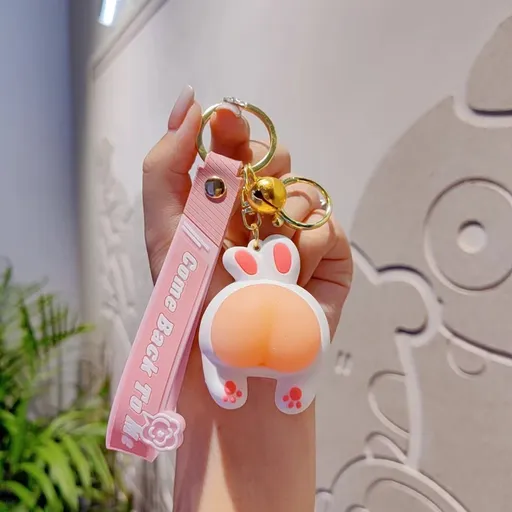 rabbit keychain, squeeze stress reliever, couple keychain, cute keychain, stress relief gift, pink keychain, keychain with bell, Australian market, anxiety relief, keychain gift - 2PCS - Size Rabbit