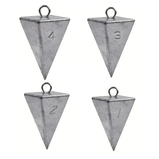 Four Sided Triangular Fishing Lead Sinker with Ring Conical Drop Weight Tackle - 1+2+3+4OZ