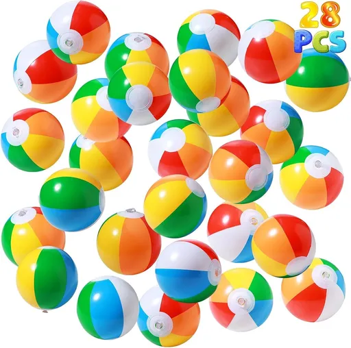28 Piece Inflatable Mini Beach Ball Set, 13 cm