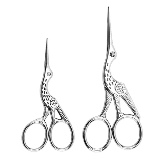 2PCS Vintage Stork Shape Sewing Scissors Stainless Steel Tailor Scissors Sharp Sewing Shears for Embroidery, Sewing