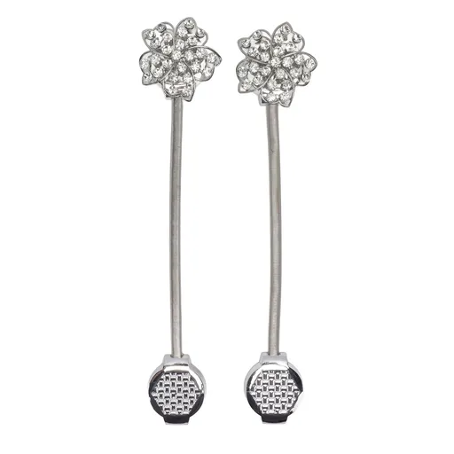 2Pcs Magnetic Curtain Tiebacks Stretchy Sparkling Crystal Flower Curtain Buckle Clips Stainless Wire Curtain Bind