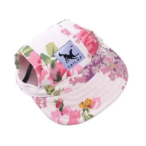 Dog Baseball Cap Outdoor Pet Sun Hat Summer Canvas Visor Puppy M Size - Flower