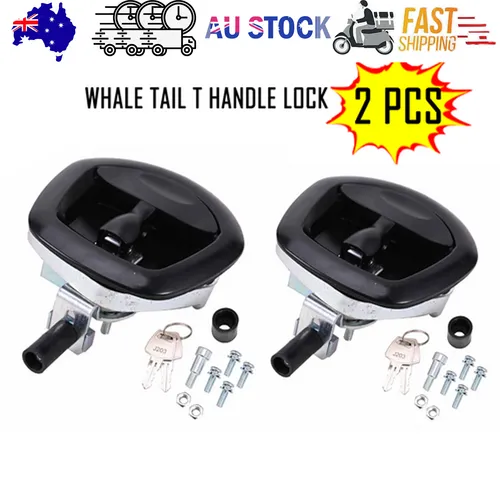 2 pcs Tail T Handle Lock Compression Latch Black For Trailer Ute Canopy Toolbox