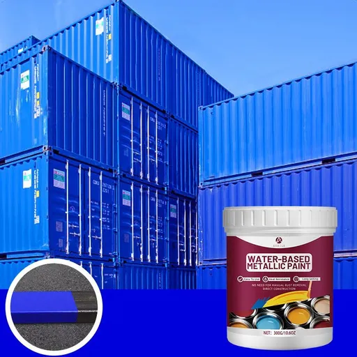 Rust Removal Converter Metallic Paint, Anti-Rust Metal Paint, 2-In-1 Rust Converter & Metal Primer – Perfect for Trailers, Fences, Gates, Railings, Pipes, Roofing, Outdoor Furniture, Farm Equipment, Marine Hardware and Industrial Surfaces - Blue - Si