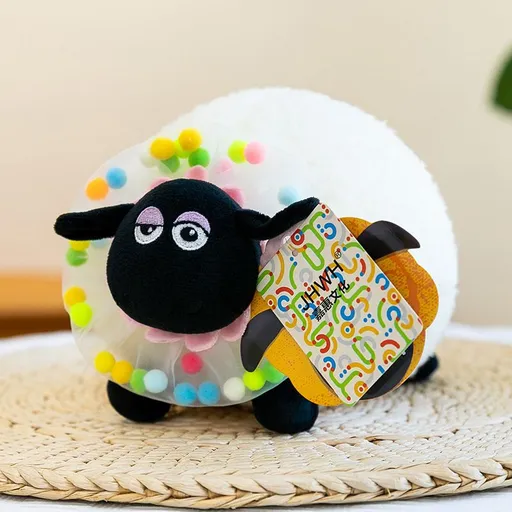 Cute Shaun the Sheep Plush Toy - Soft Stuffed Sheep Doll with Flower Bouquet - Adorable Animal Plushie for Birthday Gift - Shirley Flower 25cm