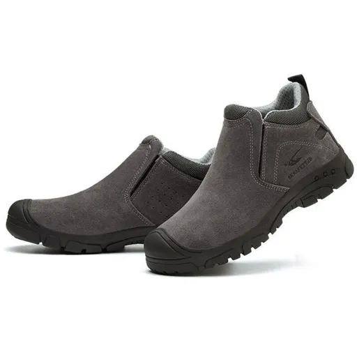 Slip-on Welding Safety Shoes, Non-Slip Rubber Sole, Abrasion Resistant Anti-Scald Work Shoes for Welders, Grey, 39EU