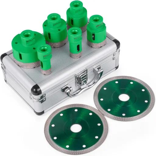6PCS Diamond Hole Saw Set, Diamond Drill Core Bits with Saw Blade, Heavy Duty Hole Saw Arbor 20/25/40/45/50/68 mm M14 Thread Carborundum Granite for Glass, Ceramics, Porcelain, Ceramic Tile