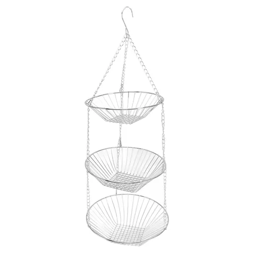 3 Tier Kitchen Hanging Fruit Basket Iron Wire Fruit Vegetable Flower Hanging Storage Basket for Indoor Outdoor
