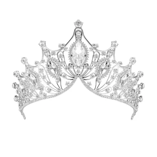 Baroque Queen Crown, Sliver Wedding Crown and Tiara for Bride Handmade Princess Crystal Rhinestone Headband Tiaras for Women