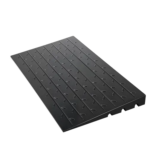 Rubber Threshold Ramp, 7.62 cm Rise Threshold Ramp Doorway, 3 Channels Cord Cover Rubber Solid Threshold Ramp, Rubber Angled Entry Rated 997.9 kg Load Capacity for Wheelchair and Scooter