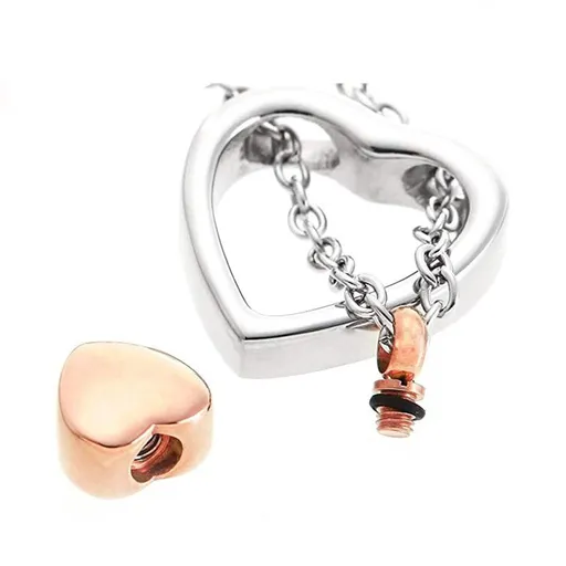 Love Heart Cremation Jewelry Rose Gold Plated Urn Necklaces for Ashes Memorial Urn Locket Stainless Steel Jewelry