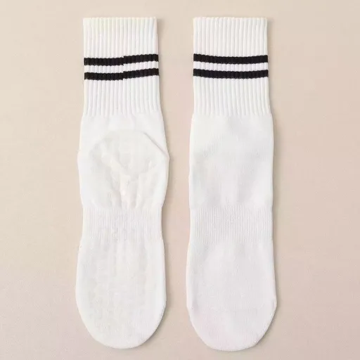 3-Pack White Anti-Slip Yoga Socks - Grippy Non-Slip Pilates Dance Fitness Socks for Women