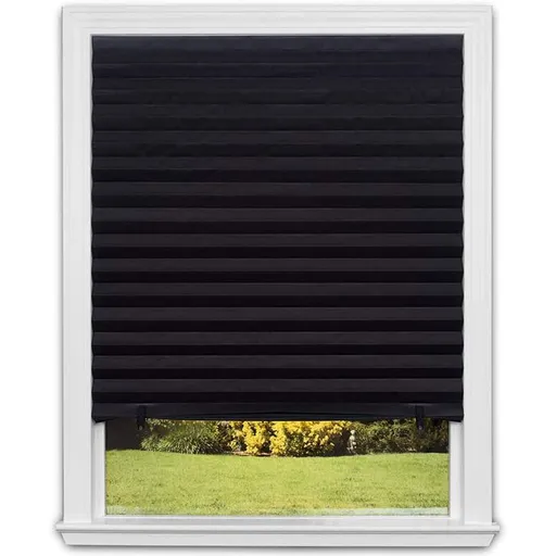 Cordless Room Darkening Temporary Pleated Vinyl Window Shades- Light Filtering Pull Down Blinds for Windows