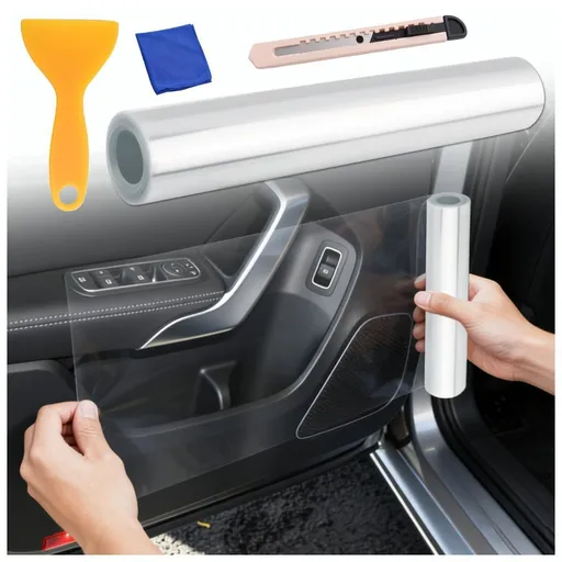 Car Door Protector - Universal Edge Guards Clear Protective Film Tape | PPF Film for Vehicle Interior Door Sill Protector from Dirty Shoes, Dog Scratching,7.87inch*10ft, Transparent