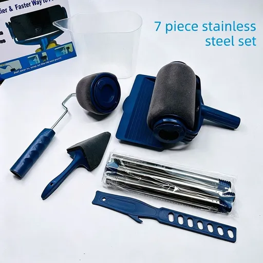 7Pcs Seamless Sponge Paint Roller Kit Multi Purpose Home Wall Painting Decorating Tools Set