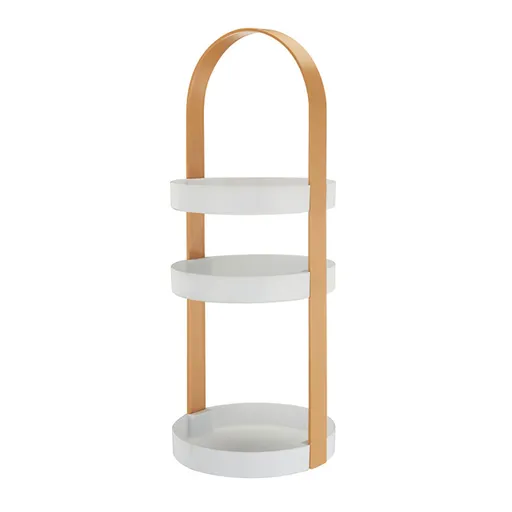 3 Layers Round Storage Rack Integral Handle 3 Layer Storage Round Stand for Bathroom Apricot