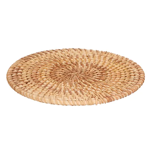 Woven Round Placemat Natural Rattan Braid Hot Insulation Placemat for Large Vessels Hot Dishes Pan Pot18cm / 7.1in