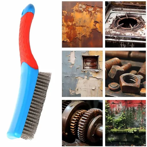Stainless Steel Wire Brush with Ergonomic Handle, Heavy Duty Scrubber for Rust, Paint, Grills, 16 cm, Blue