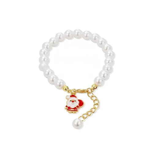 Faux Pearl Bracelet for Women Christmas Gift Adjustable Fashion Jewellery - Santa Claus
