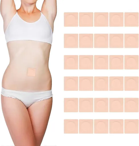 30pcs Castor Oil Pack Wrap for Belly Button, 2.76in Self-Adhesive Castor Oil