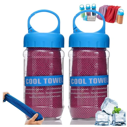 2 Pack Cooling Towels for Neck, Cooling Towels for Hot Weather, 30*100cm, Microfibre Cool Towels, Cooling Bottle Cold Sweat Towel,Instant Cooling Towel(Rose red)