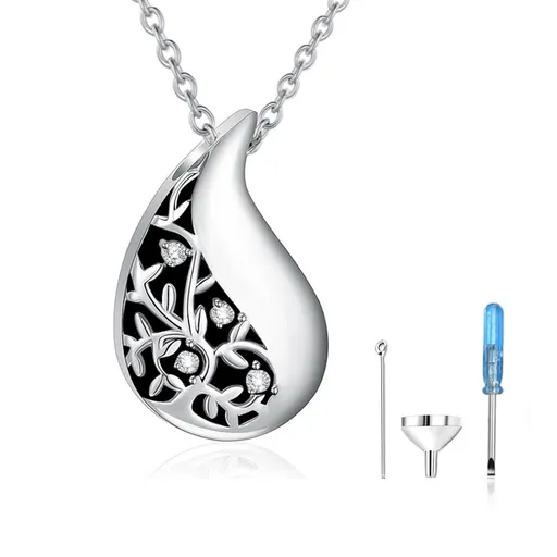 Memorial Necklace for Cremation Remains, Teardrop Jewelry, Stainless Steel Urn, Memorial Pendant for Keepsakes, Gift