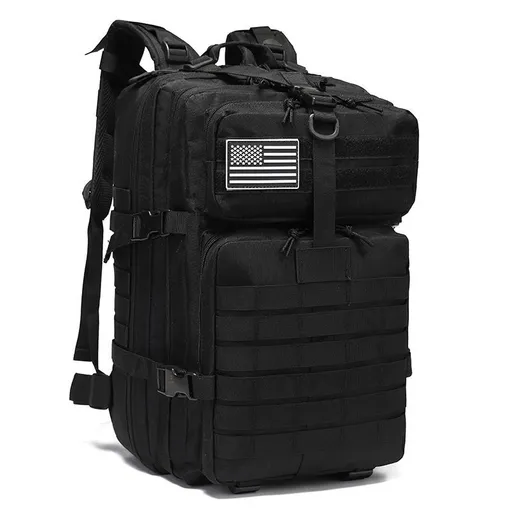 Tactical Backpack Travel Backpack Outdoor Backpack Durable Backpack Organized - Black - Size Routine 45L