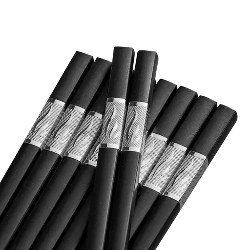 10Pairs Premium Fiberglass Reusable Chopsticks - Dishwasher Safe - Silver-2