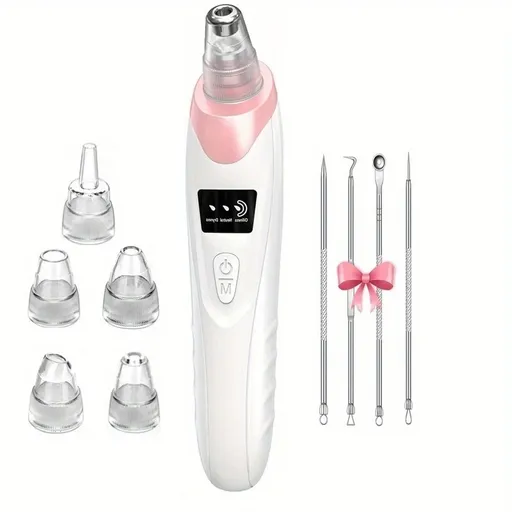 Blackhead Cleansing Device: 5 Nozzles for Full Face, 3 Suction Levels for Targeted Cleansing