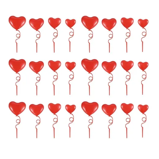 Red Heart Shaped Cake Toppers for Decoration Made of Plastic Ideal for Parties and Celebrations 24pcs