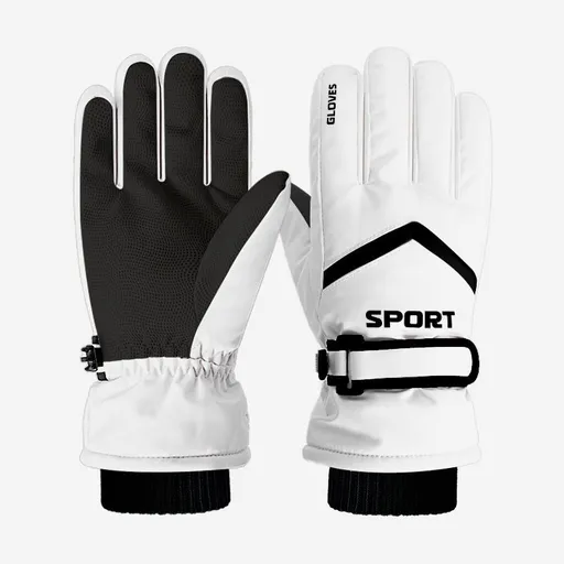 Winter men's and women's windproof and cold proof velvet warm gloves,Women's white