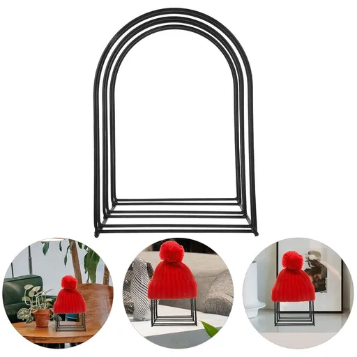 Black Metal Hat Stand for Tabletop Storage and Display