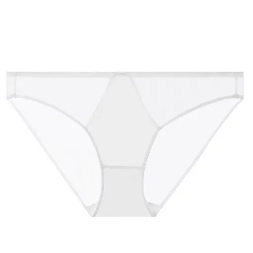 House Of Dasein Sexy Women's Underwear French Ultra-Thin Seamless Plus Size Panties With Cotton Crotch Lifting Low Waist Triangle Briefs - White - L