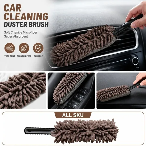 Car Cleaning Brush for Dust Removal Microfiber Detailing Brush for Automotive Interior Exterior Dash Vent Trim Cleaning Soft Bristles Duster Tool for Vehicle Care
