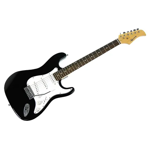 Karrera 39 Full Size Electric Guitar Black 6-String Instrument with Whammy Bar & Adjustable Bridge