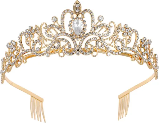 Crown for Women - Princess Crown - Diadem - Crown - Gold Tiara - Rhinestone - Elegant and Durable - Suitable for Various Occasions - Hair Jewelry - Wedding