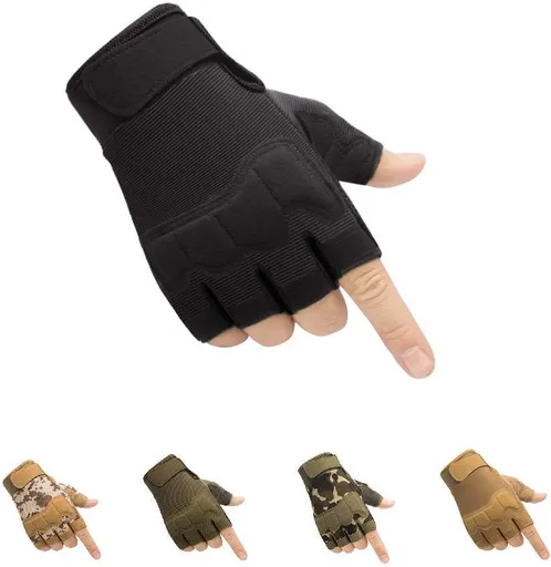 Tactical Fingerless Gloves with Knuckle Protection – Breathable Outdoor Gloves for Shooting, Hunting, Cycling, and Training (Black,XL)