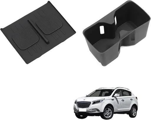 for 2024 2025 2026 Hyundai Santa Fe Not for Hyundai Tucson Center Console Silicone Water Cup Holder Insert with Wireless Charging Pad Protector 2PCS Black for Santa Fe Accessories