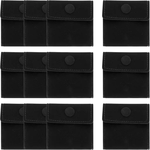 20 Pcs Velvet Jewelry Pouches with Snap Button 2.8x2.8 Inches, Soft Jewelry Pouches Storage Bags Small Velvet Gift Bags for Rings Necklace Bracelet Earring Watch, Black