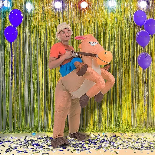 Inflatable Costume Cowboy Fan Operated One Size Fits All Lightweight Terylene