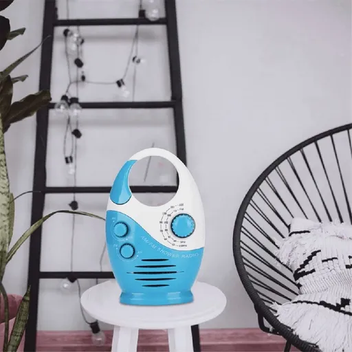 Waterproof Shower Radio, AM/FM Radio with Adjustable Volume Speakers, Portable Speakers with Hook Handle